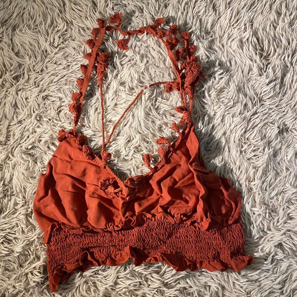 Burnt orange funky crop top